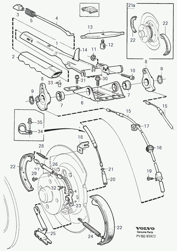 Volvo 3516881 - Комплект спирачна челюст, ръчна спирачка vvparts.bg