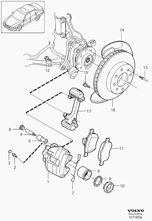 Volvo 30665013 - Комплект водещи втулки, спирачен апарат vvparts.bg