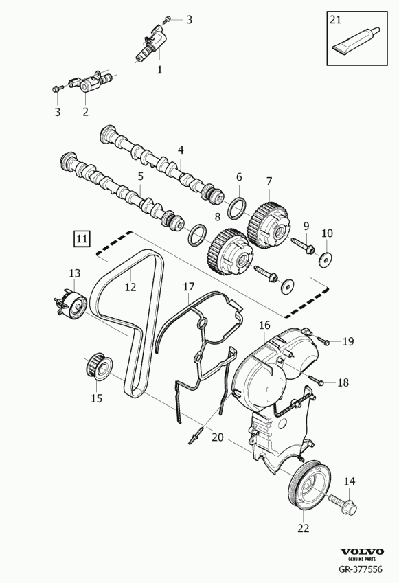 Volvo 30711665 - Обтяжна ролка, ангренаж vvparts.bg