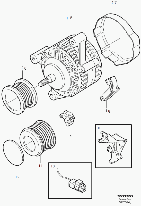 Volvo 8251637 - Ремъчна шайба, генератор vvparts.bg