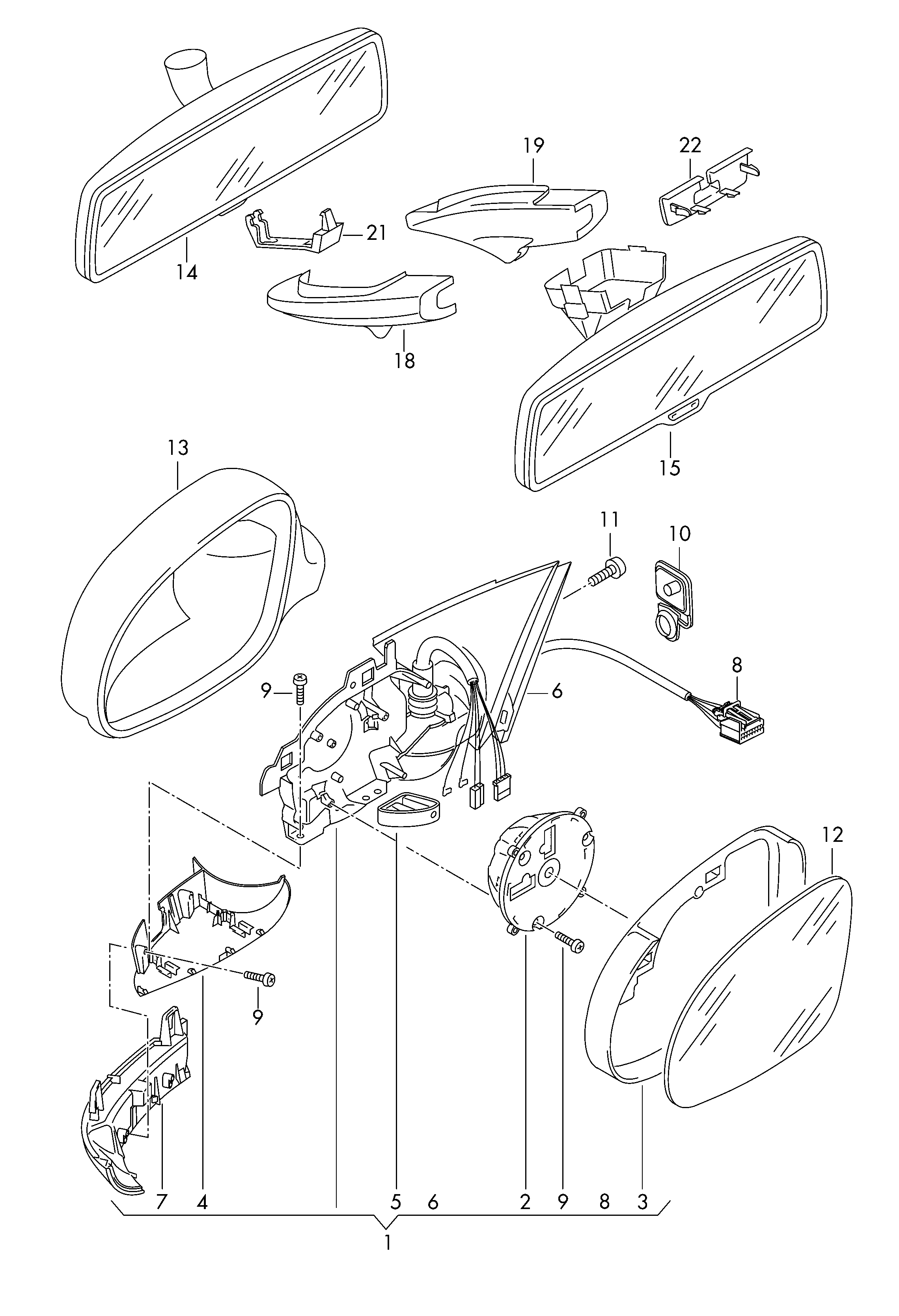 Seat 3C0857522 - Стъкло на огледало, външно огледало vvparts.bg