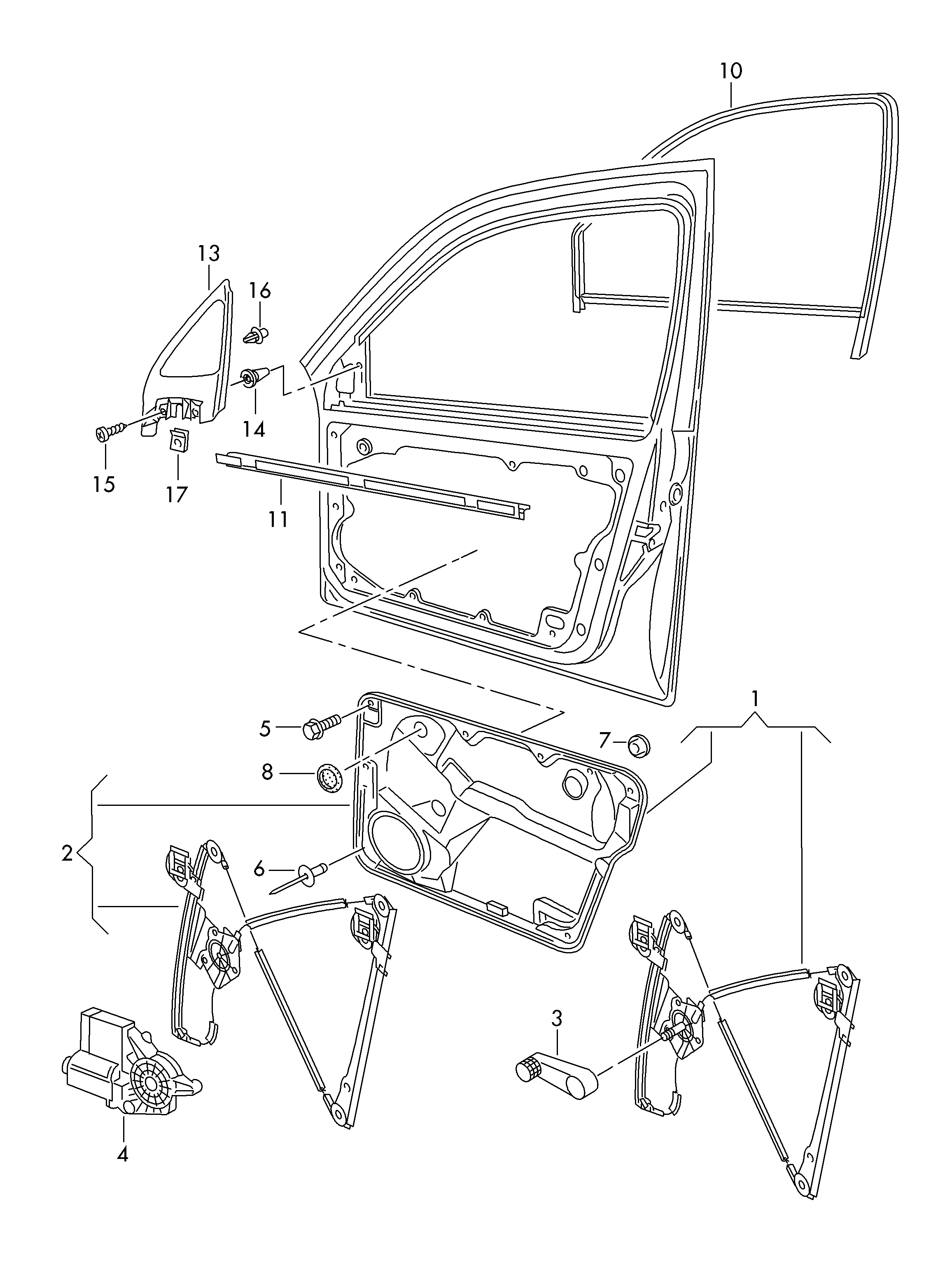 Skoda 1J4837461H - Стъклоподемник vvparts.bg