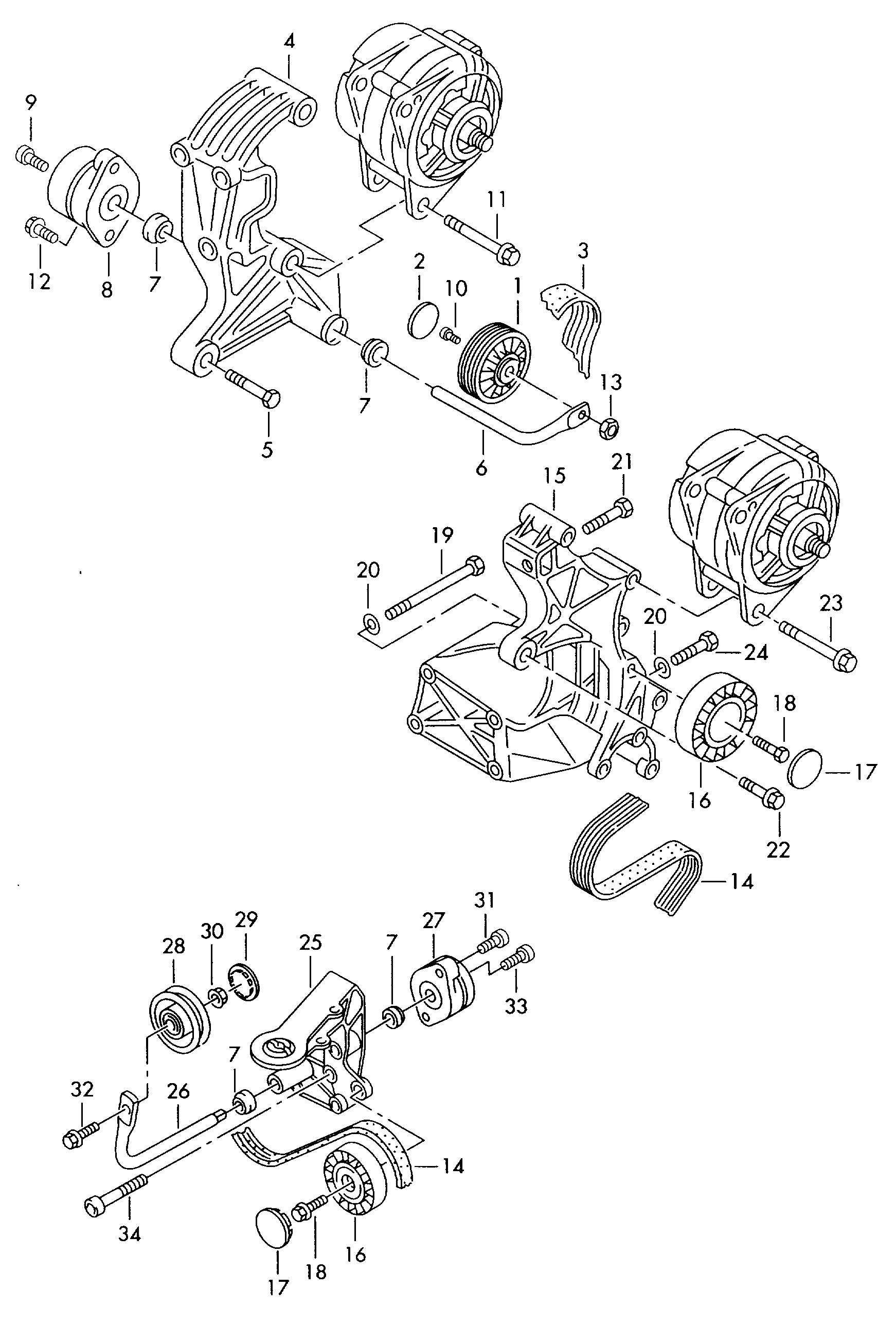 VW 028 903 315 R - Ремъчен обтегач, пистов ремък vvparts.bg