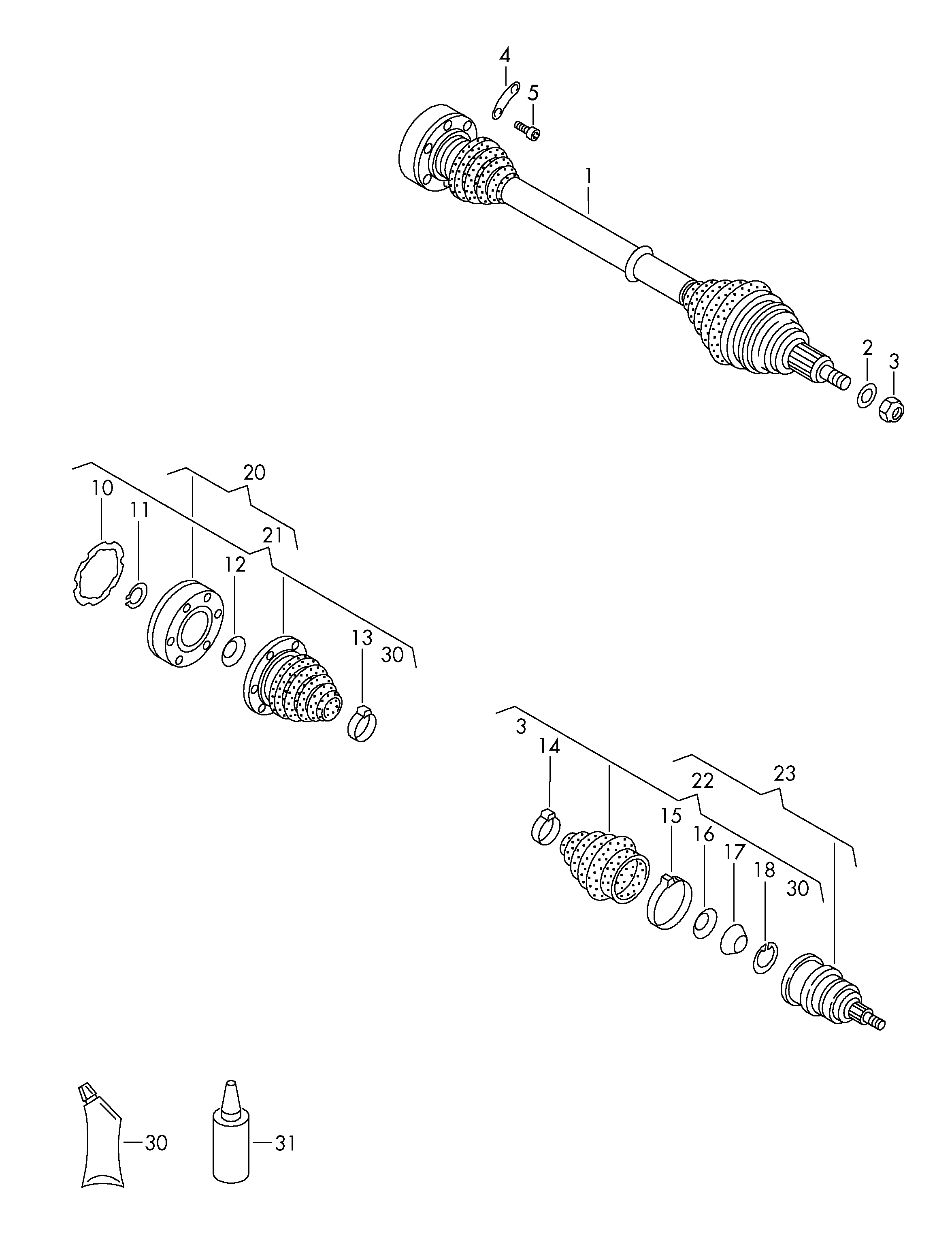 VW JZW 498 350 AX - Каре комплект, полуоска vvparts.bg