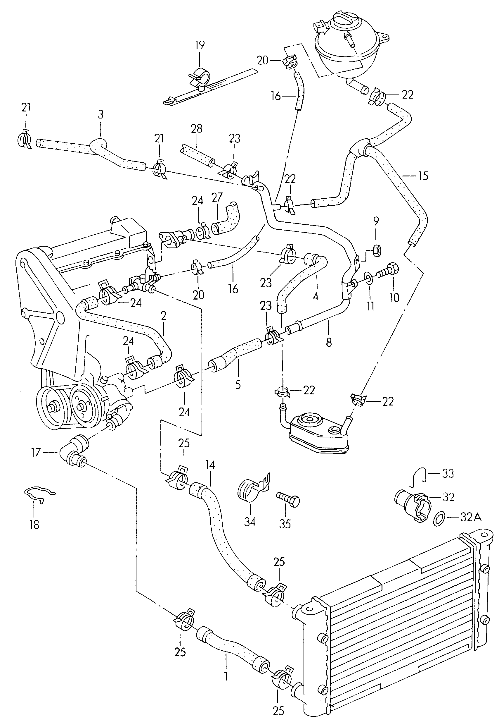 VW 1H0 121 051A - Маркуч на радиатора vvparts.bg