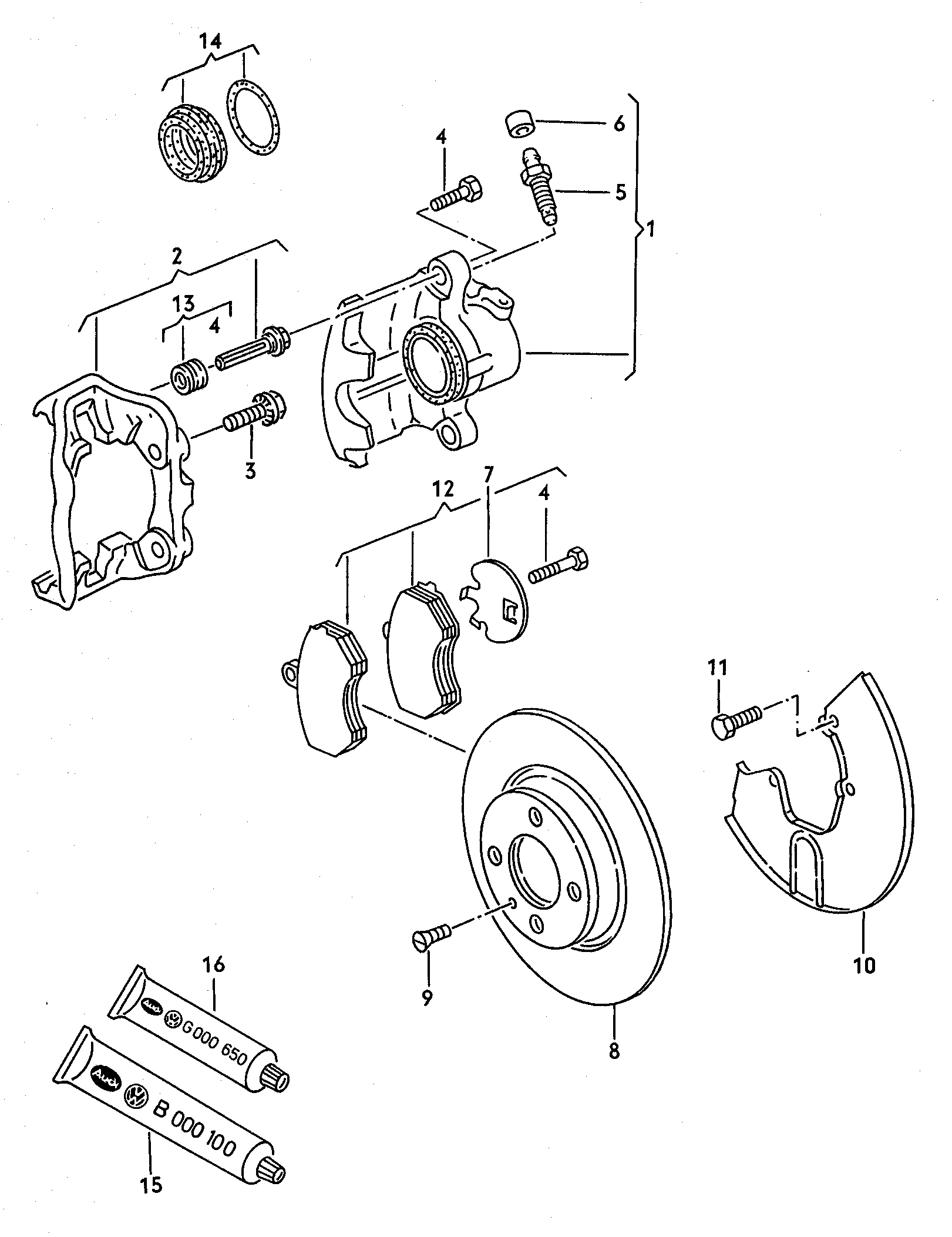 VAG 443 698 470 - Комплект водещи втулки, спирачен апарат vvparts.bg