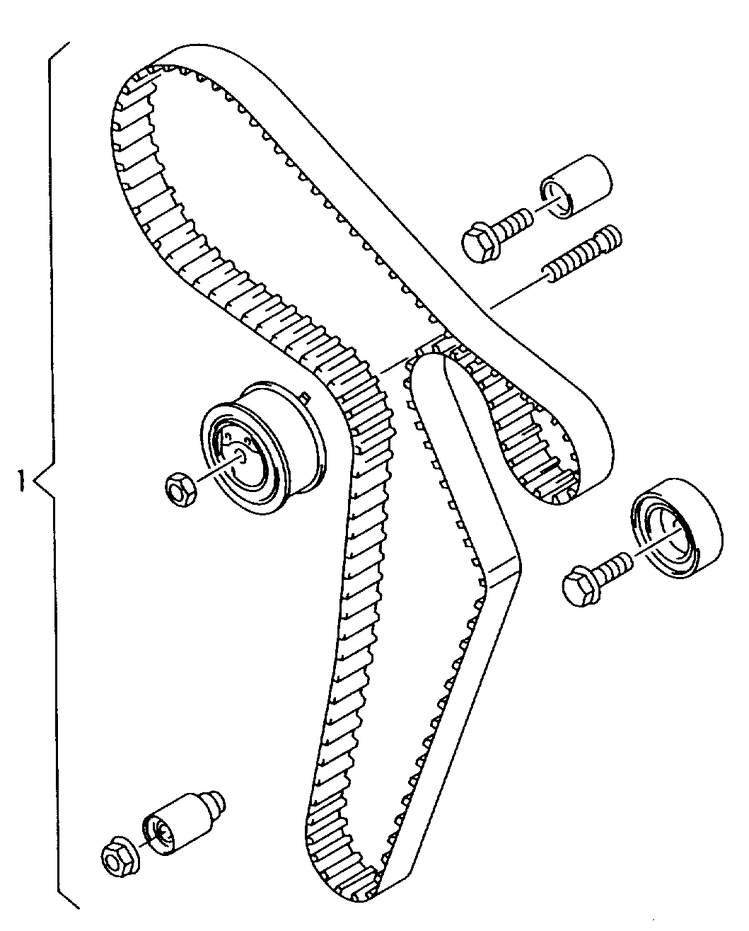 VW 03L198119C - Комплект ангренажен ремък vvparts.bg