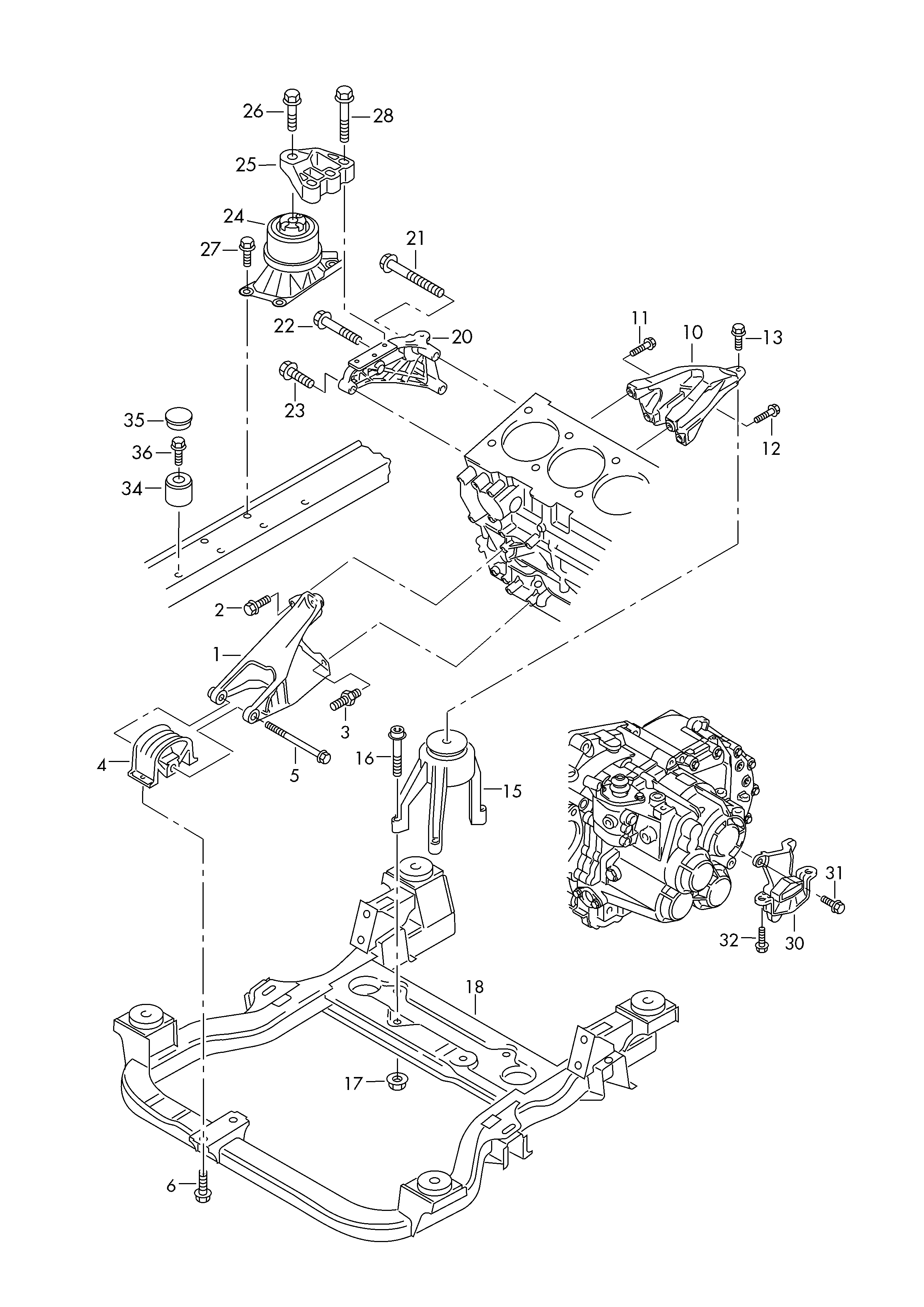 Skoda 7E0199256J - Окачване, двигател vvparts.bg