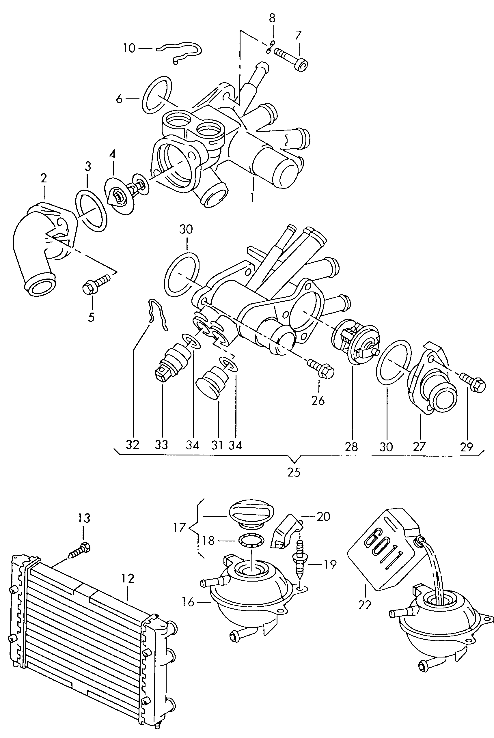 Skoda 030 121 113 - Термостат, охладителна течност vvparts.bg