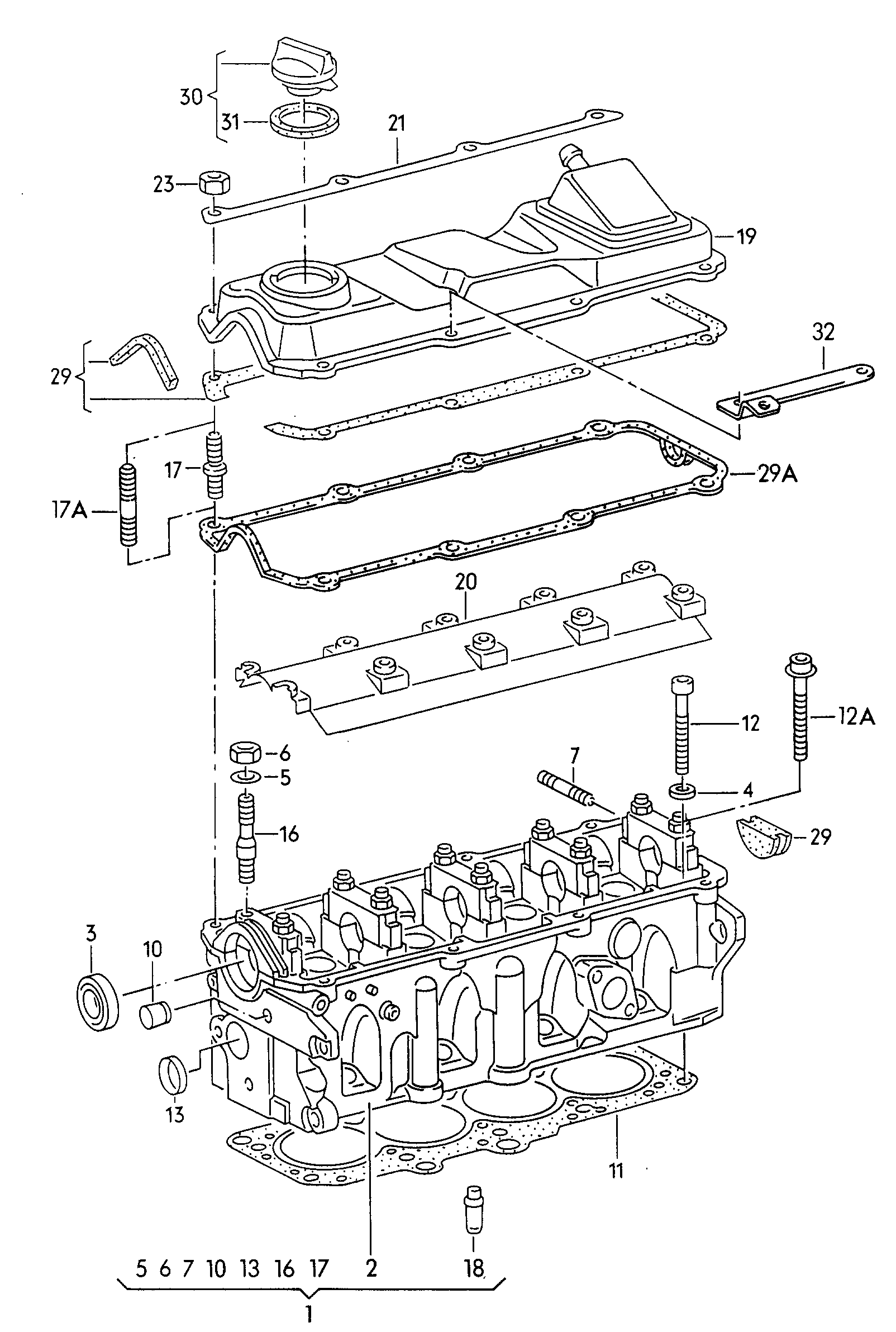 Skoda 037 198 012 B - Комплект гарнитури, цилиндрова глава vvparts.bg