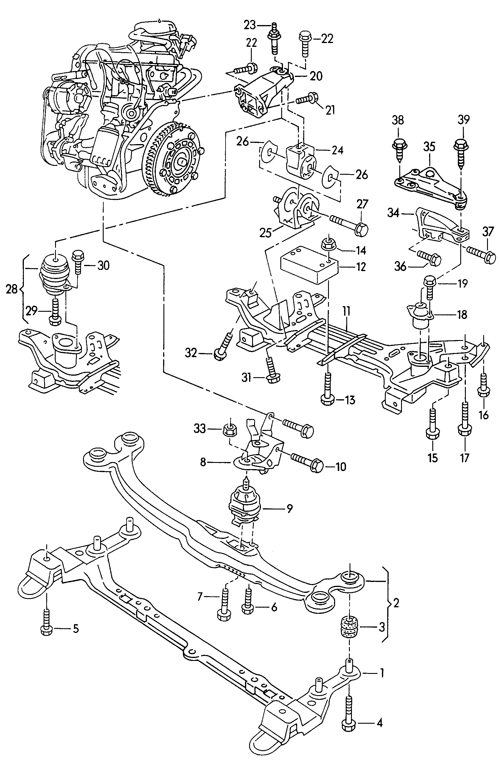 VW 191 199 262 A - Окачване, двигател vvparts.bg