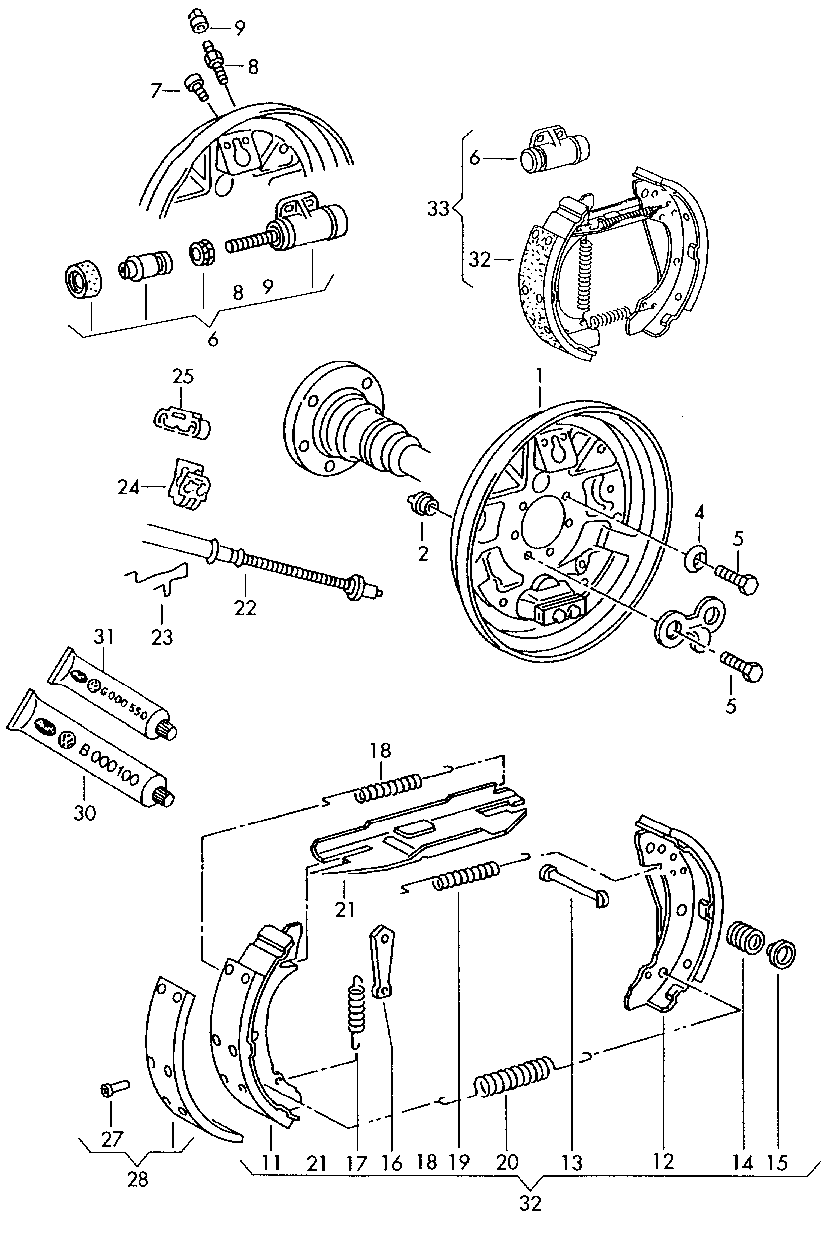 AUDI 1H0 698 511 X - Комплект спирачна челюст vvparts.bg