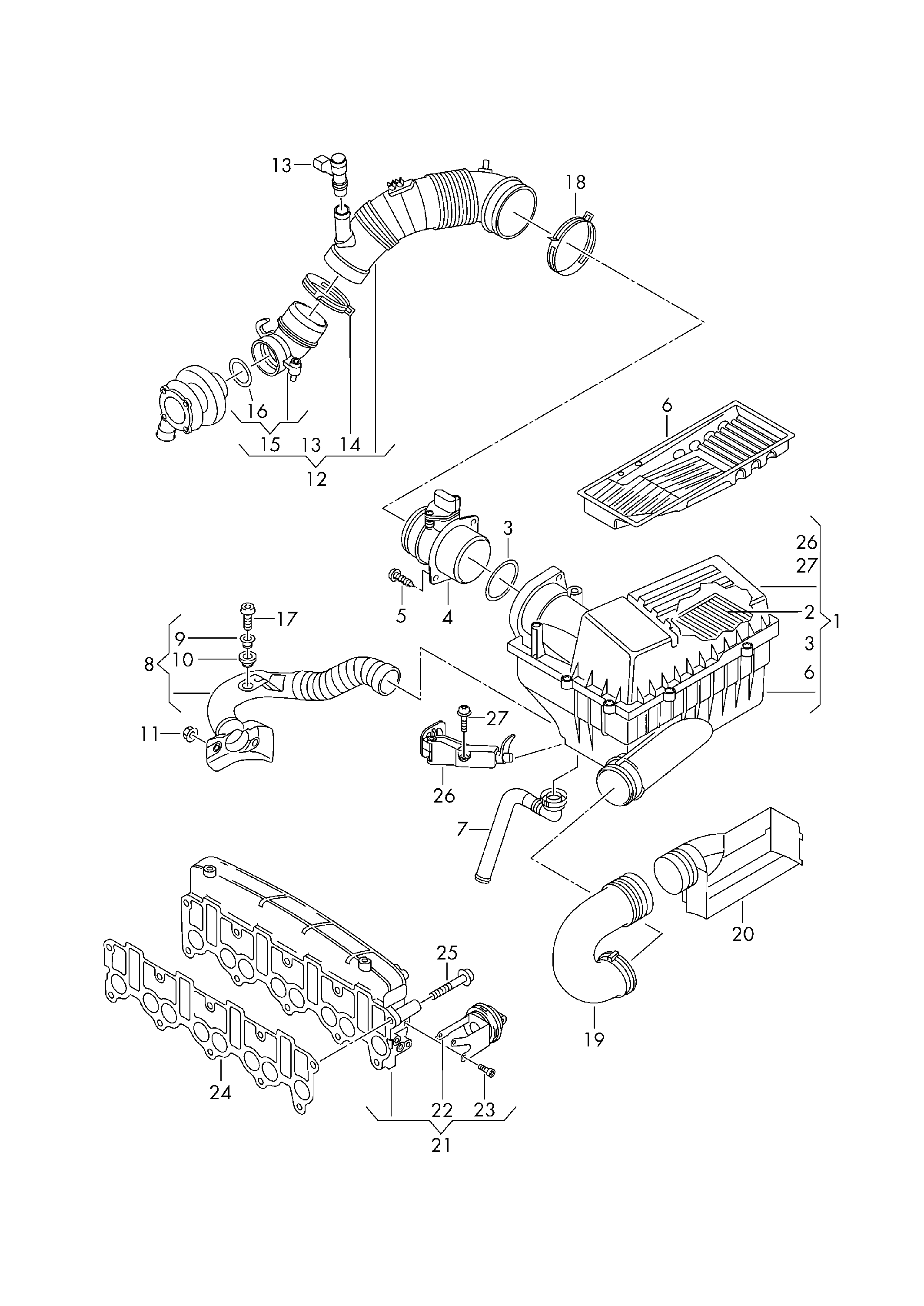 Seat 03G 129 717 C - Комплект гарнитури, всмукателен колектор vvparts.bg