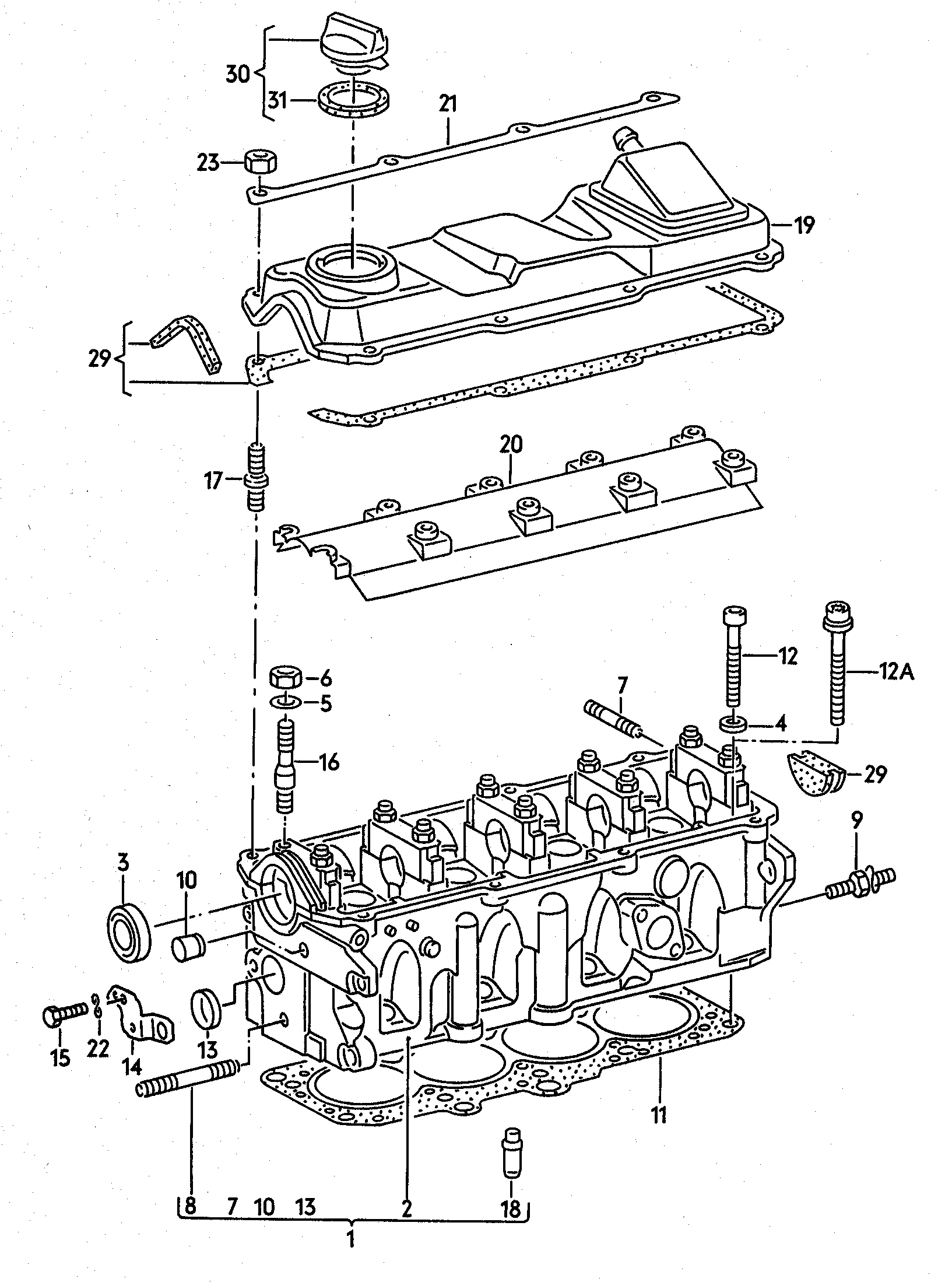 Skoda 051 103 483 A - Гарнитура, капак на цилиндрова глава vvparts.bg