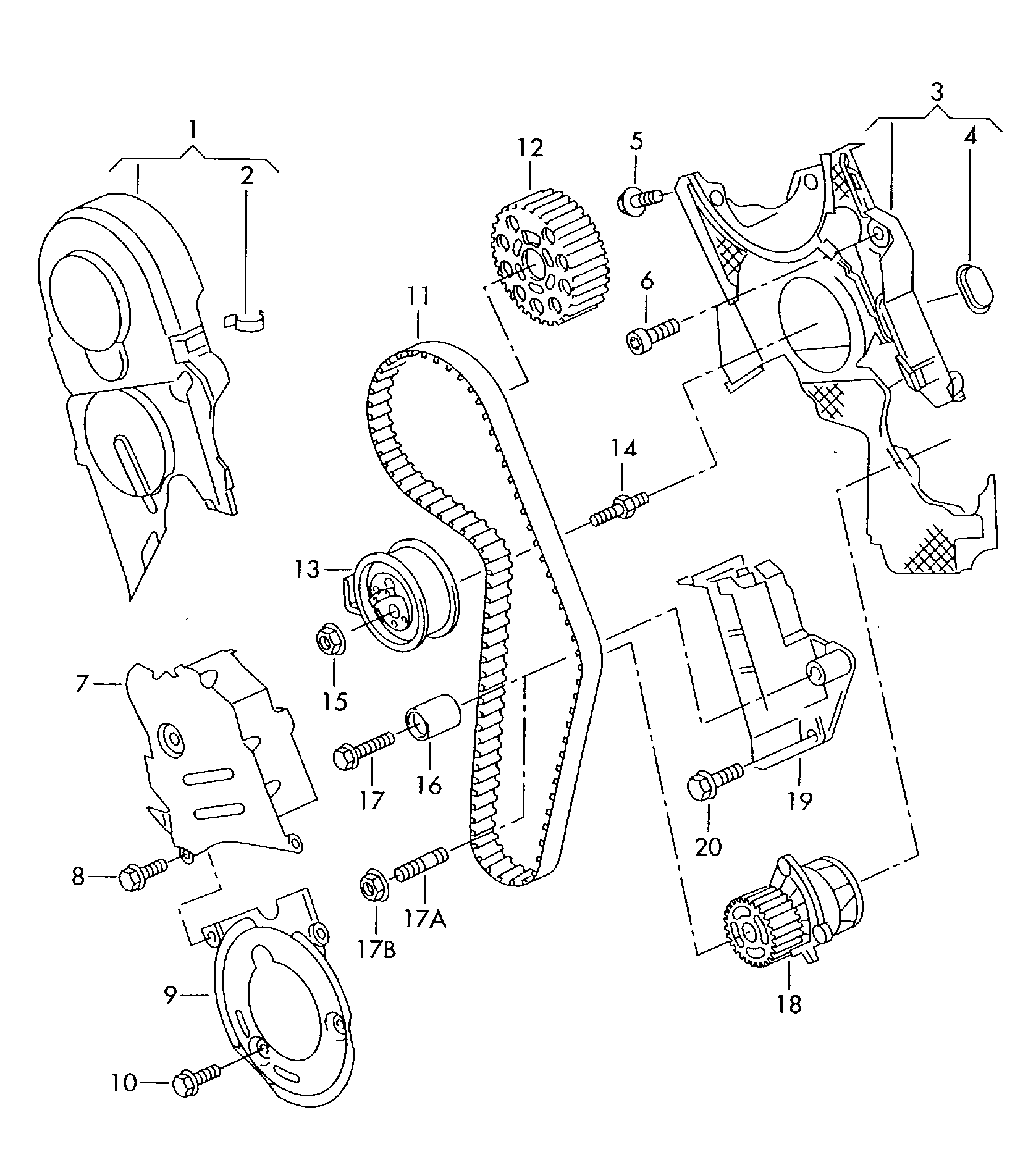 VW 045 109 243 B - Комплект ангренажен ремък vvparts.bg