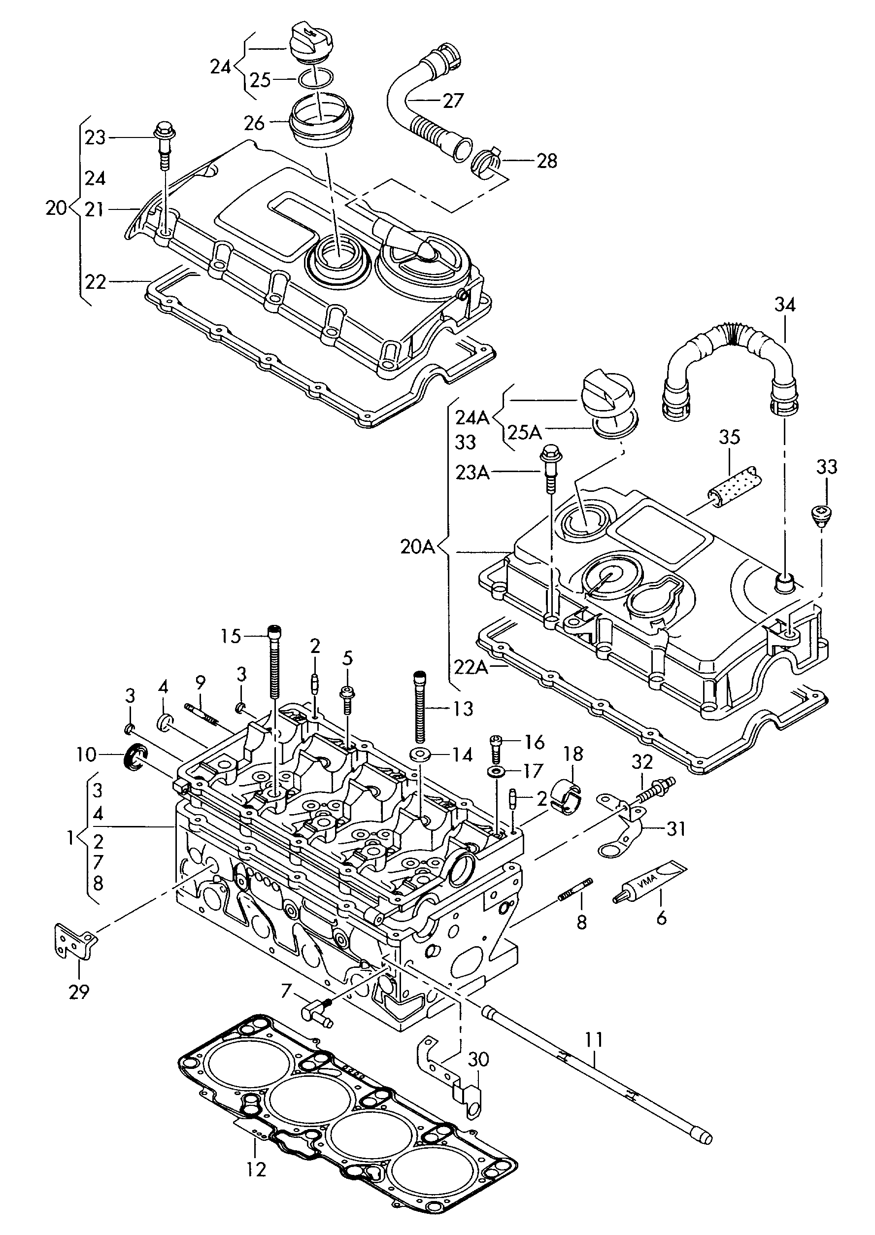 AUDI 03G 103 483 - Гарнитура, капак на цилиндрова глава vvparts.bg