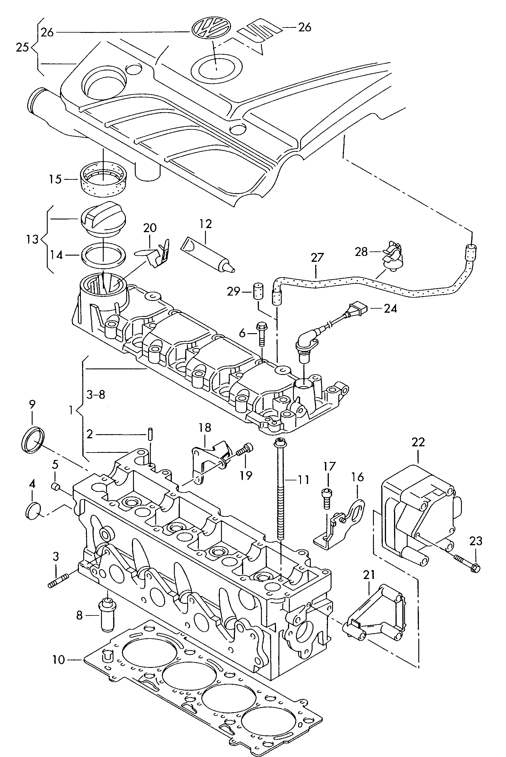 VW 030 103 384 D - Болт на капака на клапаните (на цилиндровата глава) vvparts.bg