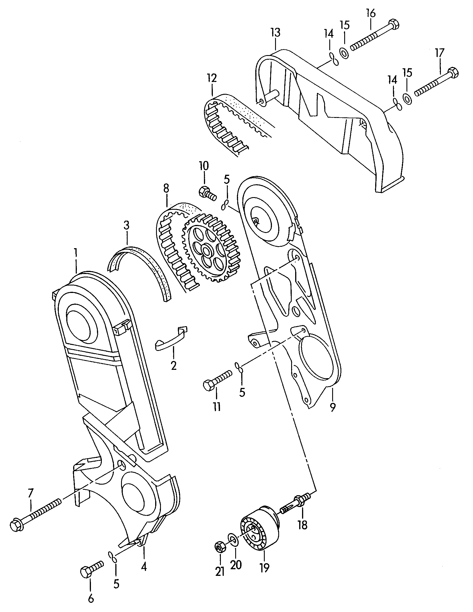 Seat 074 109 119 R - Комплект ангренажен ремък vvparts.bg