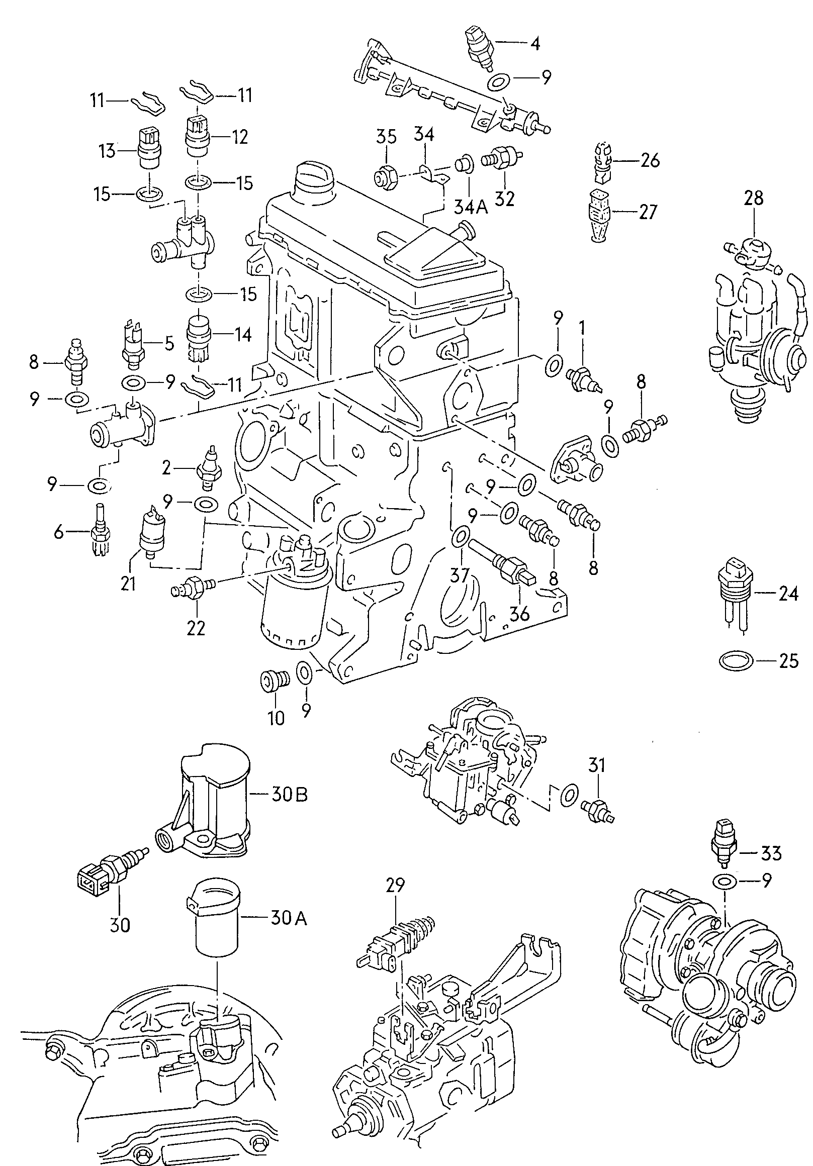 Seat 049 919 501 - Датчик, температура на охладителната течност vvparts.bg