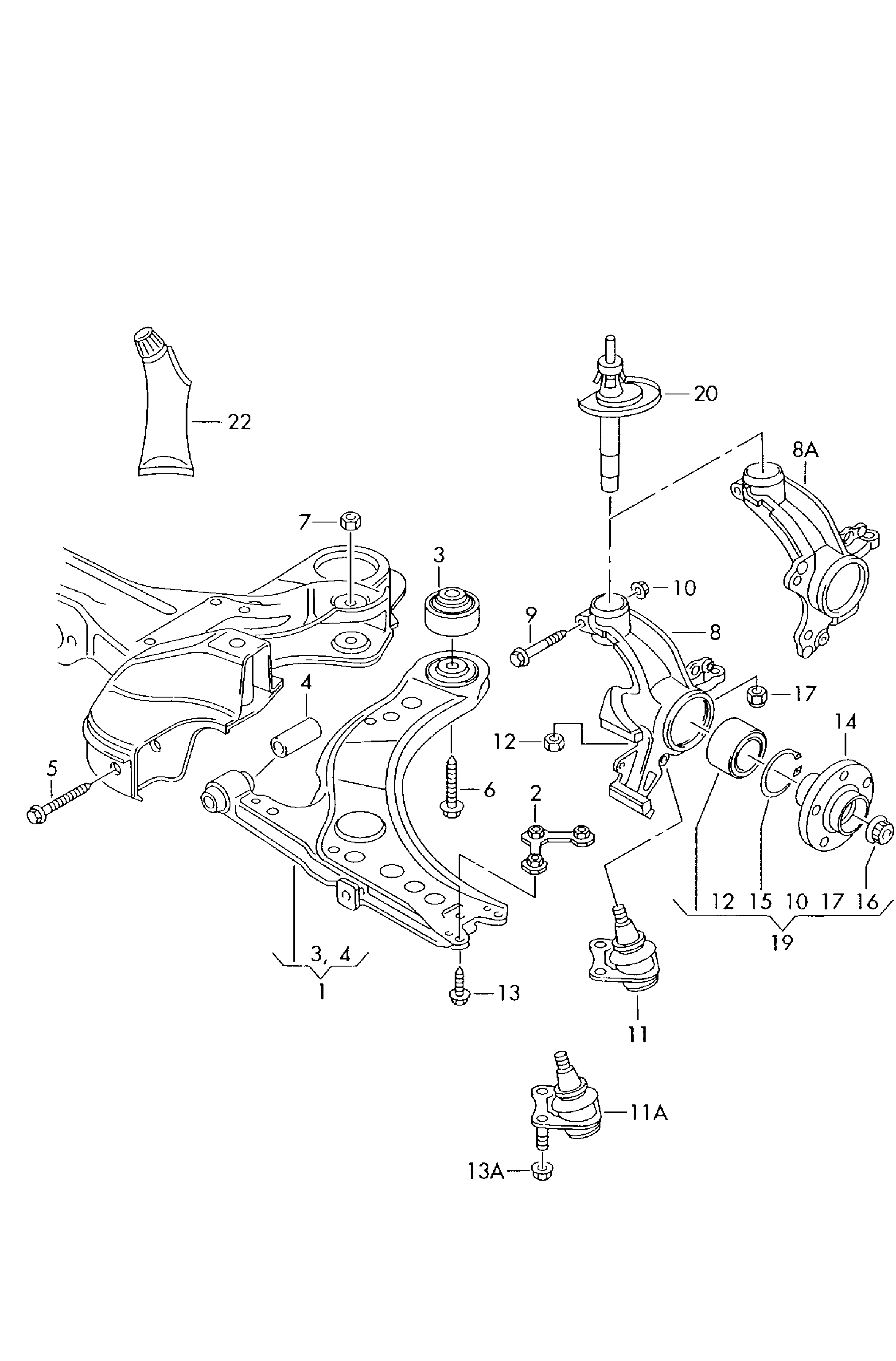 Skoda N 106 405 01 - Ремонтен комплект, окачване на колелата vvparts.bg