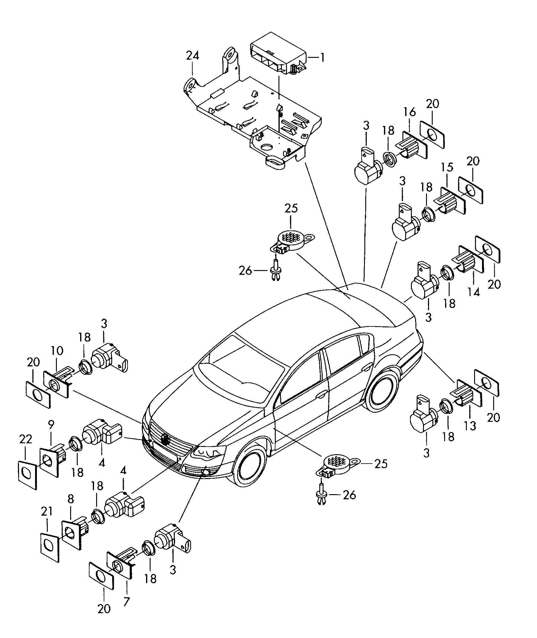 AUDI 3C0 919 275 AD - Датчик, парктроник vvparts.bg