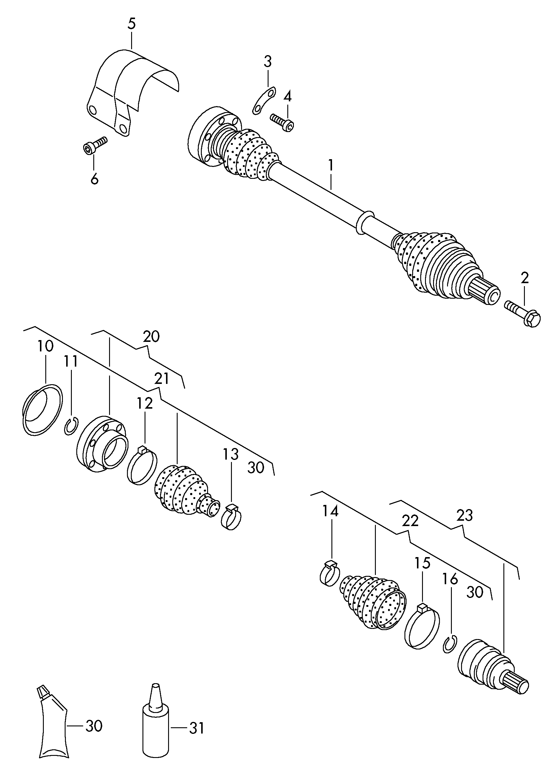 VAG 3C0498099 - Каре комплект, полуоска vvparts.bg