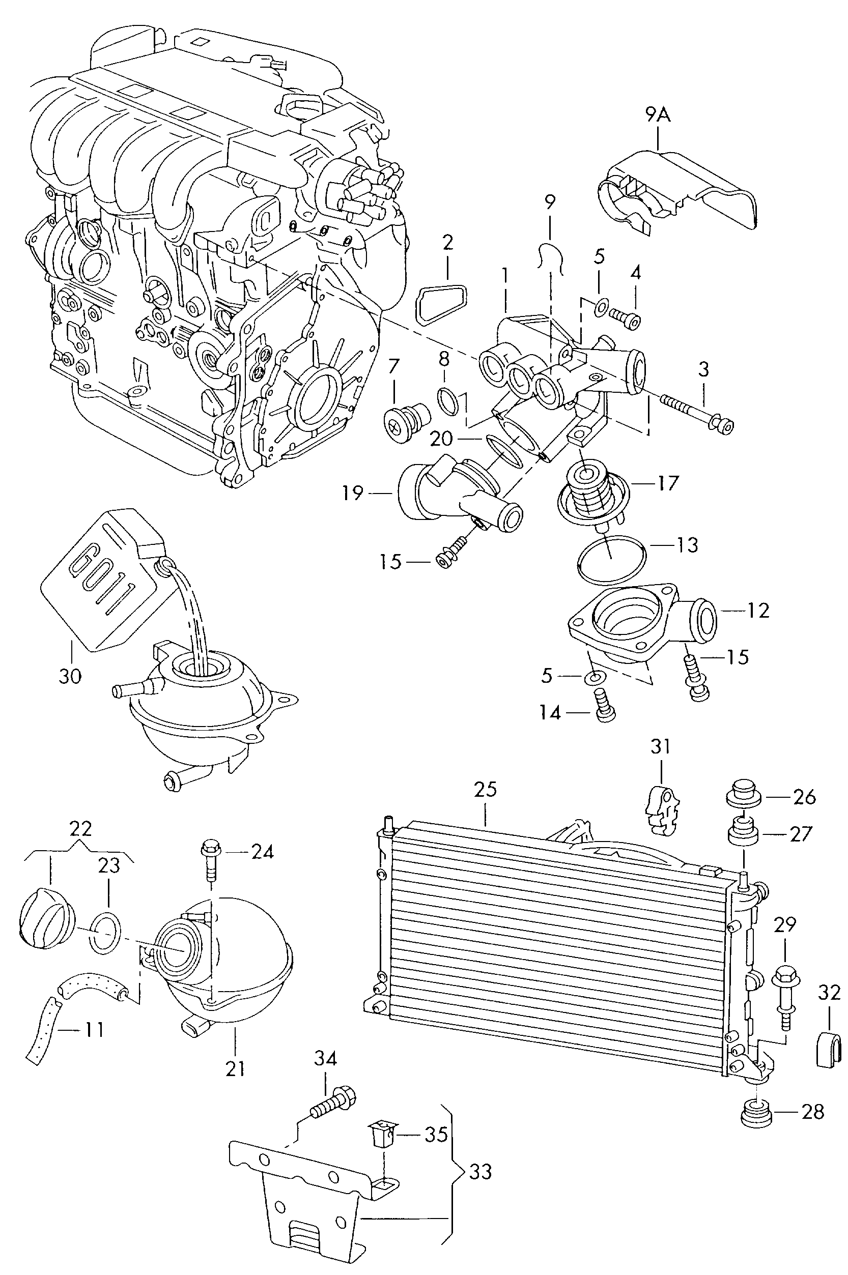 VAG 701121407C - Разширителен съд, охладителна течност vvparts.bg