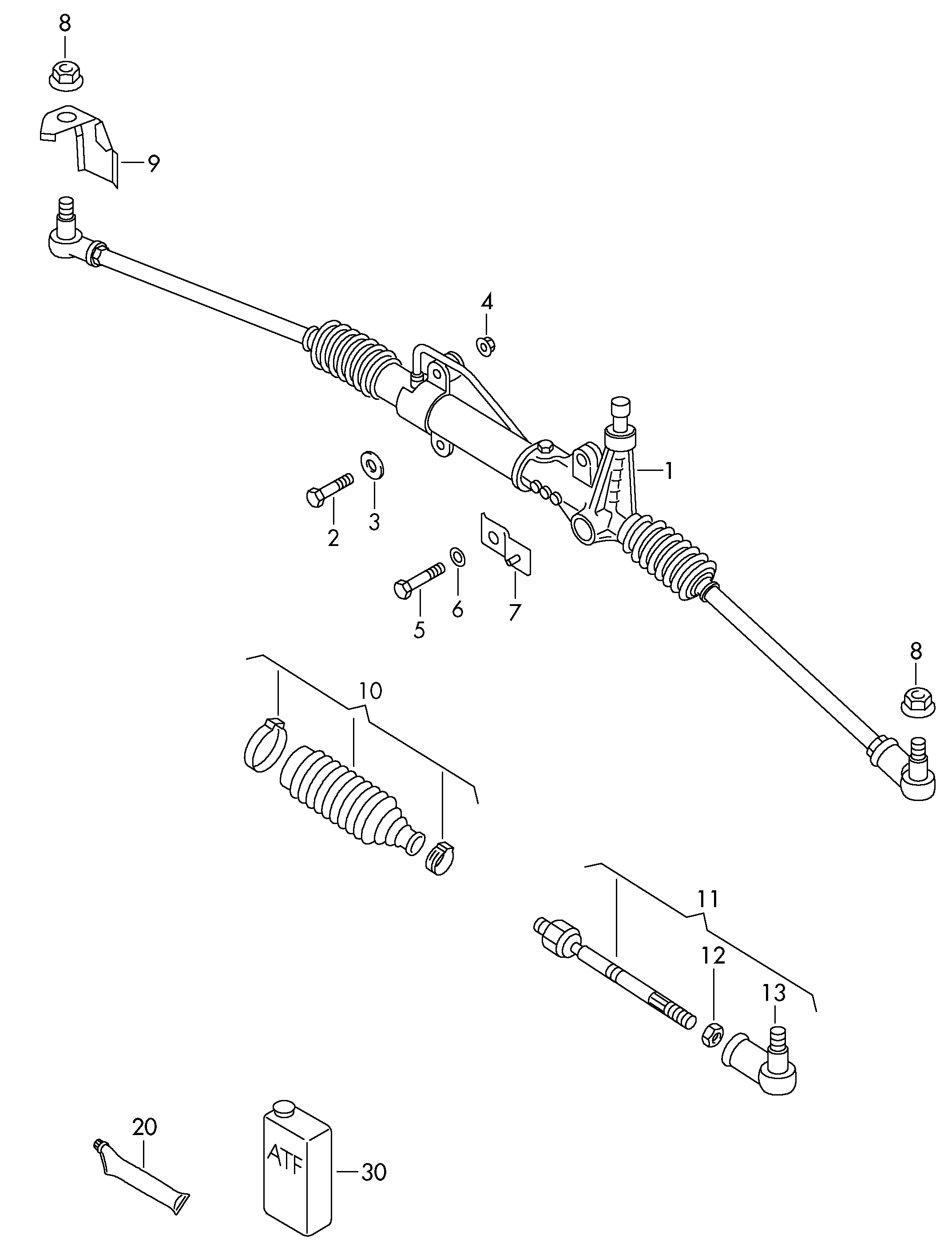 AUDI 2D1422055G - Steering gear with track rods vvparts.bg