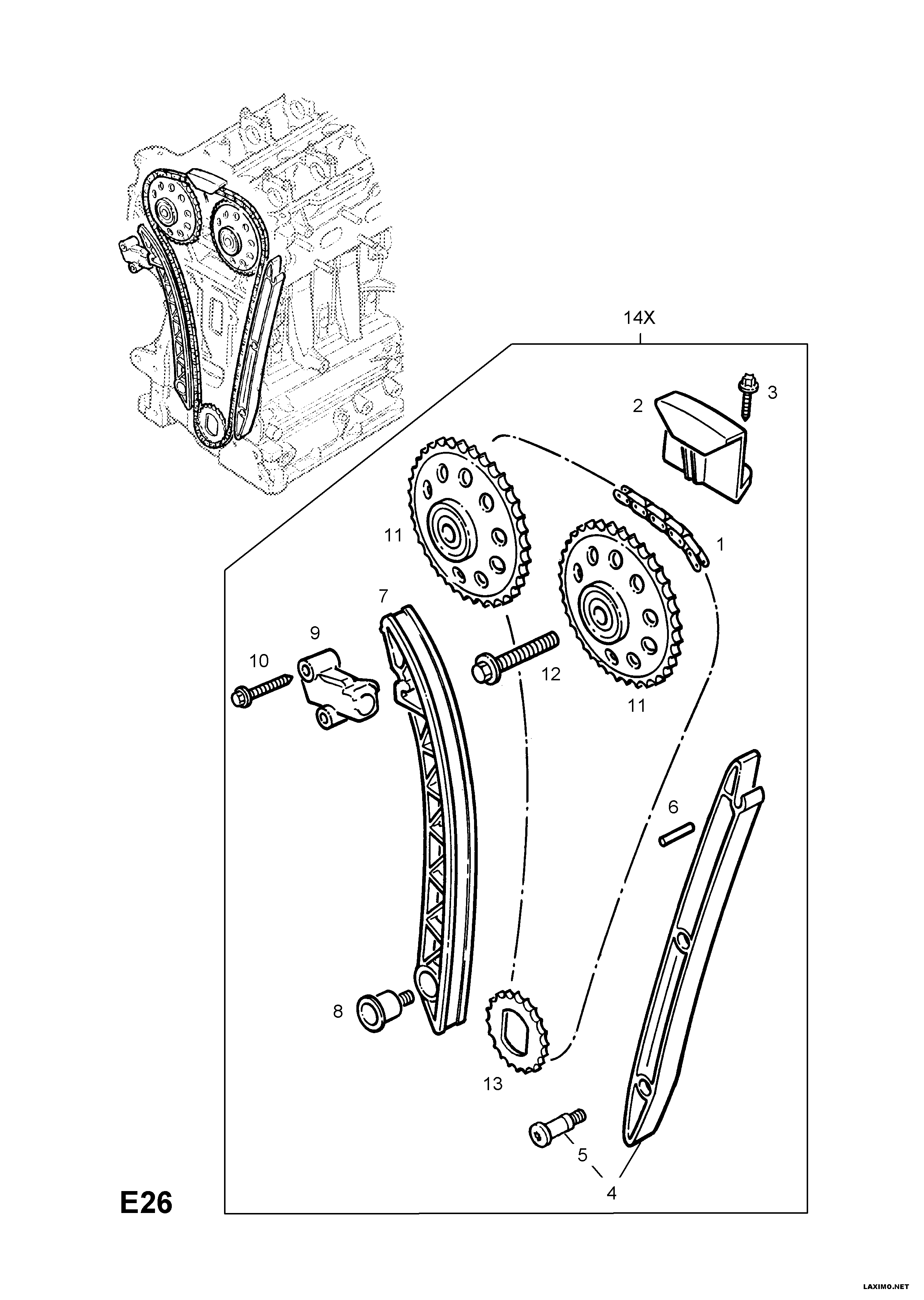 Opel 6 36 808 - Комплект ангренажна верига vvparts.bg