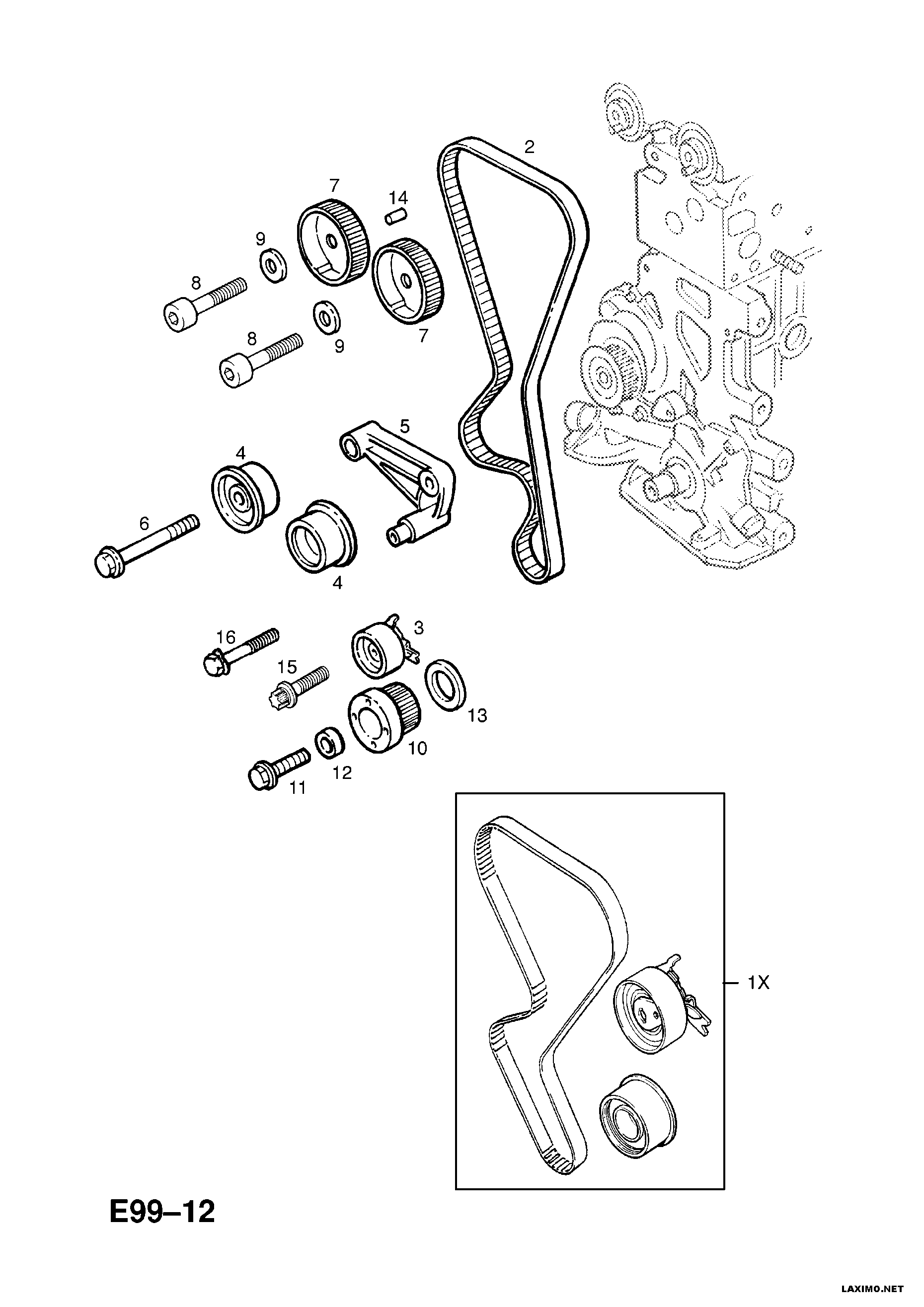 Chevrolet 16 06 198 - Комплект ангренажен ремък vvparts.bg